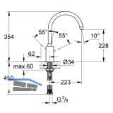 GROHE Kchenarmatur Eurosmart Cosmopolitan C-Auslauf drucklos, Chrom