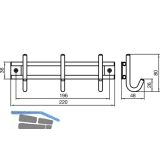 Garderobenleiste Satis mit 5 Haken, Breite 380 mm, Edelstahl gebrstet