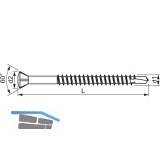 Holzbohrschraube 3.2x 30 Torx 10 verzinkt-blau mit Zierkopf