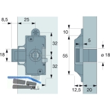 HETTICH PRESTIGE 2000 Zyl.-Kastenschloss Z23, Dornma 25, 18, 9133917