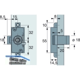 HETTICH PRESTIGE 2000 Zyl.-Drehstangenschl. Z23, Dornma 15, 18, Zinkdruckguss