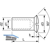 Hlsenmutter Linsensenkkopf M 6x 15 Stahl vernickelt mit Schlitz