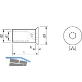 Hlsenmutter Senkkopf M16x 25 Edelstahl 1.4305 mit Innensechskant