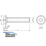 ISO7380-2 M 4x 8 Edelstahl A2 Linsenschraube mit Flansch und Innensechskant