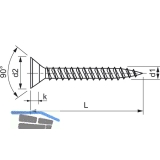 Spanplattenschraube Senkkopf 4.0x 20 Vollgewinde Pozidriv 2 Edelstahl A2