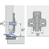 HETTICH Anschraub - Kreuzmontageplatte - mit Systemschr. 9071628, Distanz 5