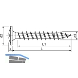 SPAX Rckwandschraube 3.5x 25 Vollgewinde Pozidriv 2 verzinkt-blau