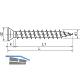 SPAX kleiner Senkkopf 4.0x 30 Vollgewinde Pozidriv 2 Kopf  7mm verzinkt-blau