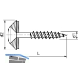 Spenglerschraube 4.5x 25 TX20 Edelstahl A2 mit Dichtscheibe  15mm vormontiert