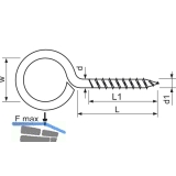 Ringschraube mit Holzgewinde 4,8x40/14 Stahl verzinkt-blau