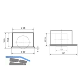 Roller-Mini BSR Bohrsenkrolle soft Radberstand 1 mm,  25 mm,Kunststoff schwarz