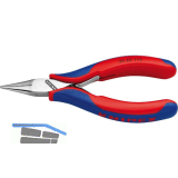 KNIPEX Elektronik Greifzange 3522 DIN 9655 flach-runde Backen, 2K, L=115 mm