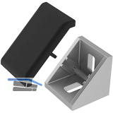 FATH Zinkwinkel 30 x 30 mm pulverbeschichtet alufarbig inkl. Abdeckkappe Nut 6