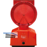 LED-Baustellenleuchte Solar rot/transparente Linse mit Blinklicht