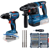 BOSCH Akku-Set GSR + GBH + Bit-Bohrerset 18 Volt