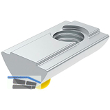 FATH Nutenstein Nut 8 einschwenkbar mit F�hrungssteg und Federkugel M5 Gelb