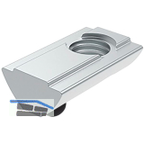 FATH Nutenstein Nut 8 einschwenkbar mit F�hrungssteg und Federkugel M8 Schwarz