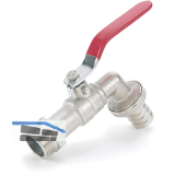 REHAU Wasserhahn mit Kugelventil 3/4 Zoll, Messing matt verchromt