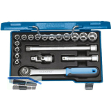 GEDORE Steckschl�ssel-Satz 19JMU-3 1/2"vierkant mit Umschaltknarre 19-teilig