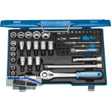 GEDORE Steckschl�ssel-Satz 19V20U-10 1/4"+1/2"vierkant mit Umschaltknarre 50-tlg