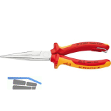 KNIPEX Flachrundzange mit Schneide, gerade, VDE 200 mm mit Befestigungs�se