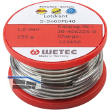 Elektrol�tdraht SN60Pb40 flussmittelgef�llt � 1 mm Inhalt 250 g