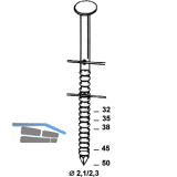 ALSAFIX Ringnut-Nagelrollen gerillt C21 2,3 x 50 mm blank Drahtgebunden 16 Grad