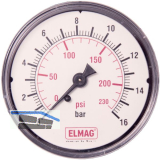 ELMAG Druckluft Manometer 63 mm 0 - 16 bar mit Au�engewinde hinten 1/4"