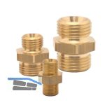 Druckluft Doppelnippel mit AG 1/4" und AG 3/8" aus Messing
