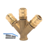 Druckluft Verteiler Messing mit IG 3/8" und 3 Euro Kupplungen