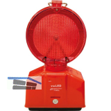 LED-Baustellenleuchte rot/transparente Linse mit Blink- oder Dauerlicht