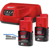 MILWAUKEE Akku-Starterset 2 x 12V / 2,0 Ah Stab-Akkus u. Ladeger�t
