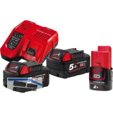 MILWAUKEE Akku-Starterset 2 x 18V / 5,0 Ah Schiebe-Akkus u. Ladeger�t M12-18 FC