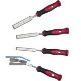 STUBAI Spezial-Stemmeisen-Satz mit 2K-Kunststoffheft 4-teilig