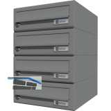 JU Hausbrieffachanlage 4-teilig, 300 x 440 x 380 mm, Stahl grau RAL 9007