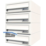 JU Hausbrieffachanlage 4-teilig, 300 x 440 x 380 mm, Stahl wei� RAL 9016