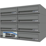 JU Hausbrieffachanlage 8-teilig, 600 x 440 x 380 mm, Stahl grau RAL 9007