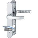 Dr�ckergarnitur LI�GE - auf Schmalschild 36 mm, 67 - 72, silber eloxiert