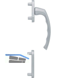 HOPPE Balkont�rgriff-Halbgarnitur LI�GE - au�en hoch, silber eloxiert