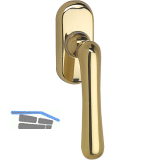 GRUNDMANN Fenstergriff WG ELEGANT - m. Rast., VK 7 x 35 mm, Messing poliert