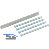 Stift und Schrauben f�r Rosettengarnituren hoch und nieder, T�rst�rke 76-86 mm