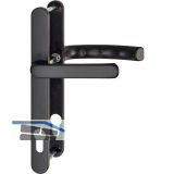 Dr�ckergarnitur LI�GE - Schmalschild 24 mm, Griff flach,67 - 72,schwarz matt