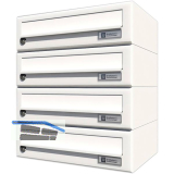 JU Hausbrieffachanlage 4-teilig, 375 x 440 x 280 mm, Stahl wei� RAL 9016