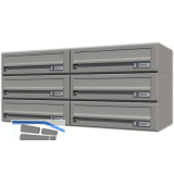 JU Hausbrieffachanlage 6-teilig, 750 x 330 x 280 mm, Stahl grau RAL 9007