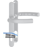 Dr�ckergarnitur LI�GE - auf Schmalschild 24 mm, 67 - 72, silber eloxiert