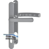 Dr�ckergarnitur LI�GE - Schmalschild 24 mm, Griff flach,67 - 72,Edelstahl-Effekt