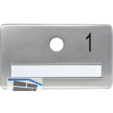 SOLIDO Namensschild ohne Spion, Bohrung � 14, Alu silber eloxiert, Gravur Nr. 1