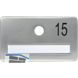 SOLIDO Namensschild ohne Spion, Bohrung � 14, Alu silber eloxiert, Gravur Nr. 15