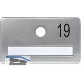 SOLIDO Namensschild ohne Spion, Bohrung � 14, Alu silber eloxiert, Gravur Nr. 19
