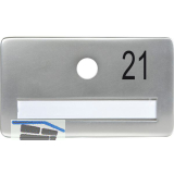 SOLIDO Namensschild ohne Spion, Bohrung � 14, Alu silber eloxiert, Gravur Nr. 21